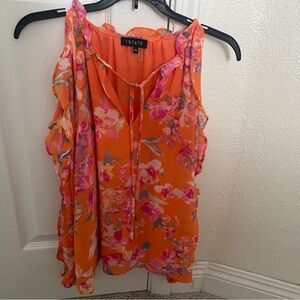 1 State Cold Shoulder Ruffled Long Sleeve Blouse NWOT